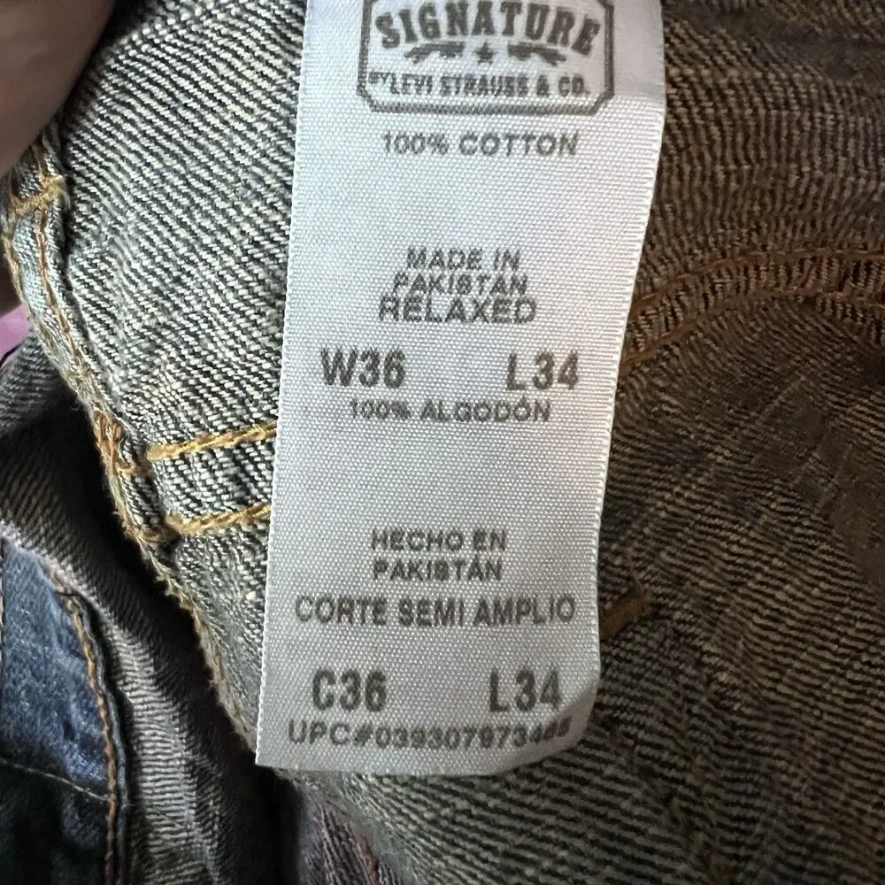 Levi's Signature Relaxed Medium Wash Denim Blue Jeans Men's 36x34